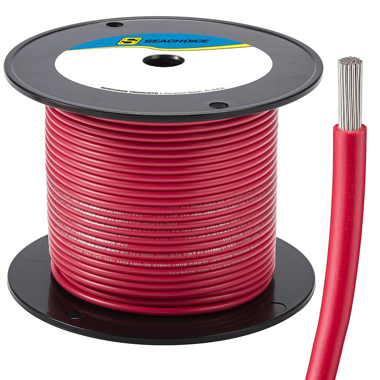 Seachoice 63126 Tinned Copper Marine Wire, 16 AWG, Red, 250' - 16TC-RED-250 - official Seachoice product image 3