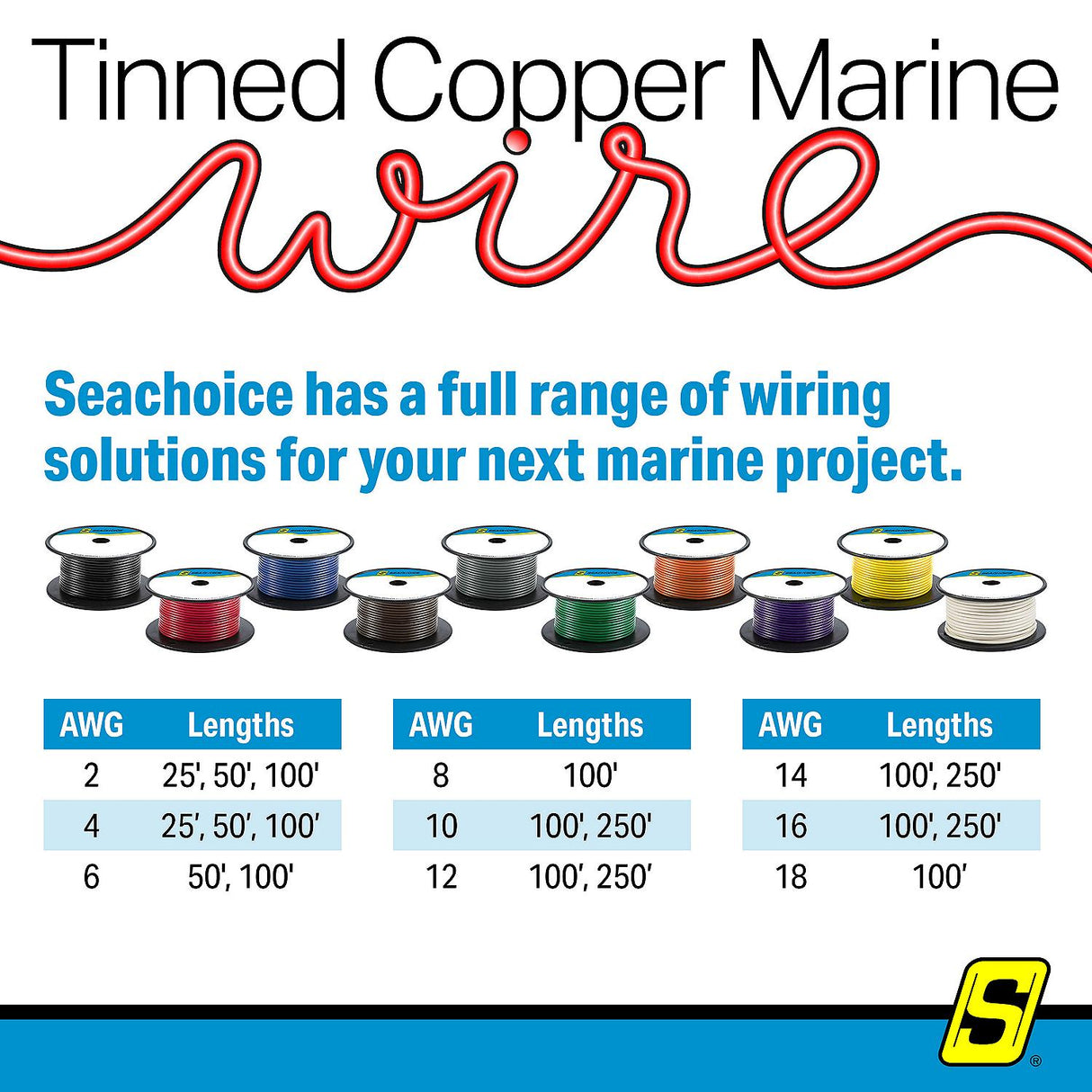 Seachoice 63126 Tinned Copper Marine Wire, 16 AWG, Red, 250' - 16TC-RED-250 - official Seachoice product image 4