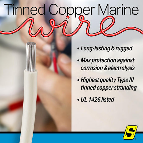 Seachoice 63129 Tinned Copper Marine Wire, 16 AWG, White, 100' - 16TC-WHITE-100 - official Seachoice product image 7