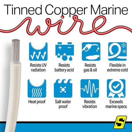 Seachoice 63129 Tinned Copper Marine Wire, 16 AWG, White, 100' - 16TC-WHITE-100 - official Seachoice product image 6