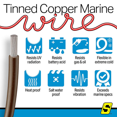 Seachoice 63133 Tinned Copper Marine Wire, 16 AWG, Brown, 100' - 16TC-BROWN-100 - official Seachoice product image 8