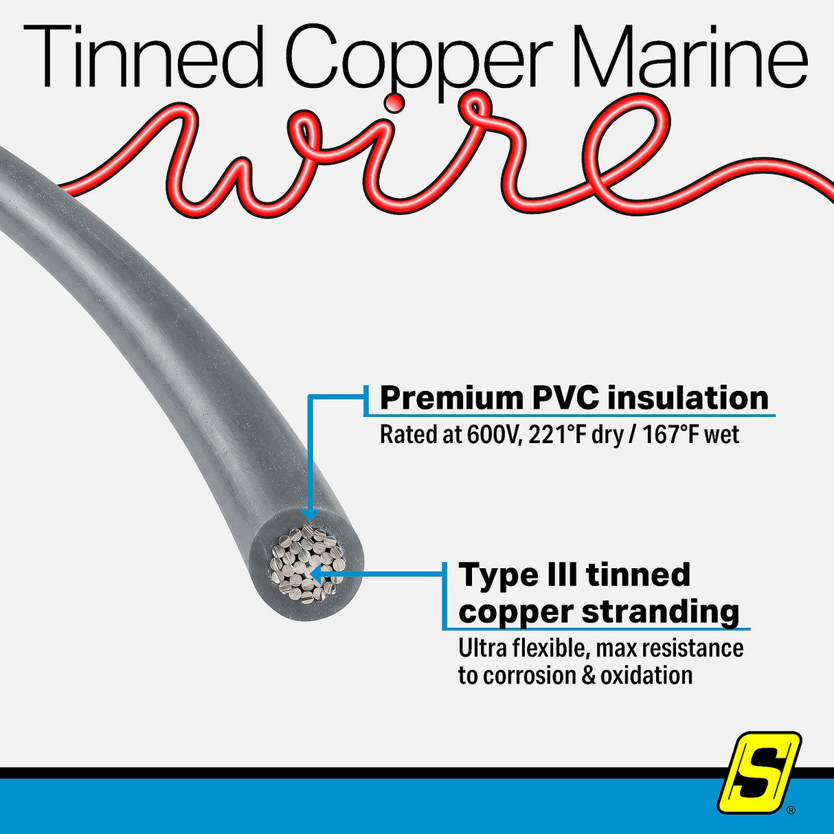 Seachoice 63134 Tinned Copper Marine Wire, 16 AWG, Gray, 100' - 16TC-GRAY-100 - official Seachoice product image 5