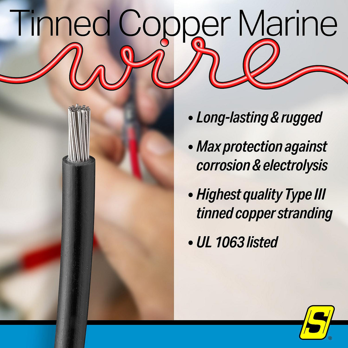 Seachoice 63141 Tinned Copper Marine Wire, 18 AWG, Black, 100' - 18TC-BLACK-100 - official Seachoice product image 5