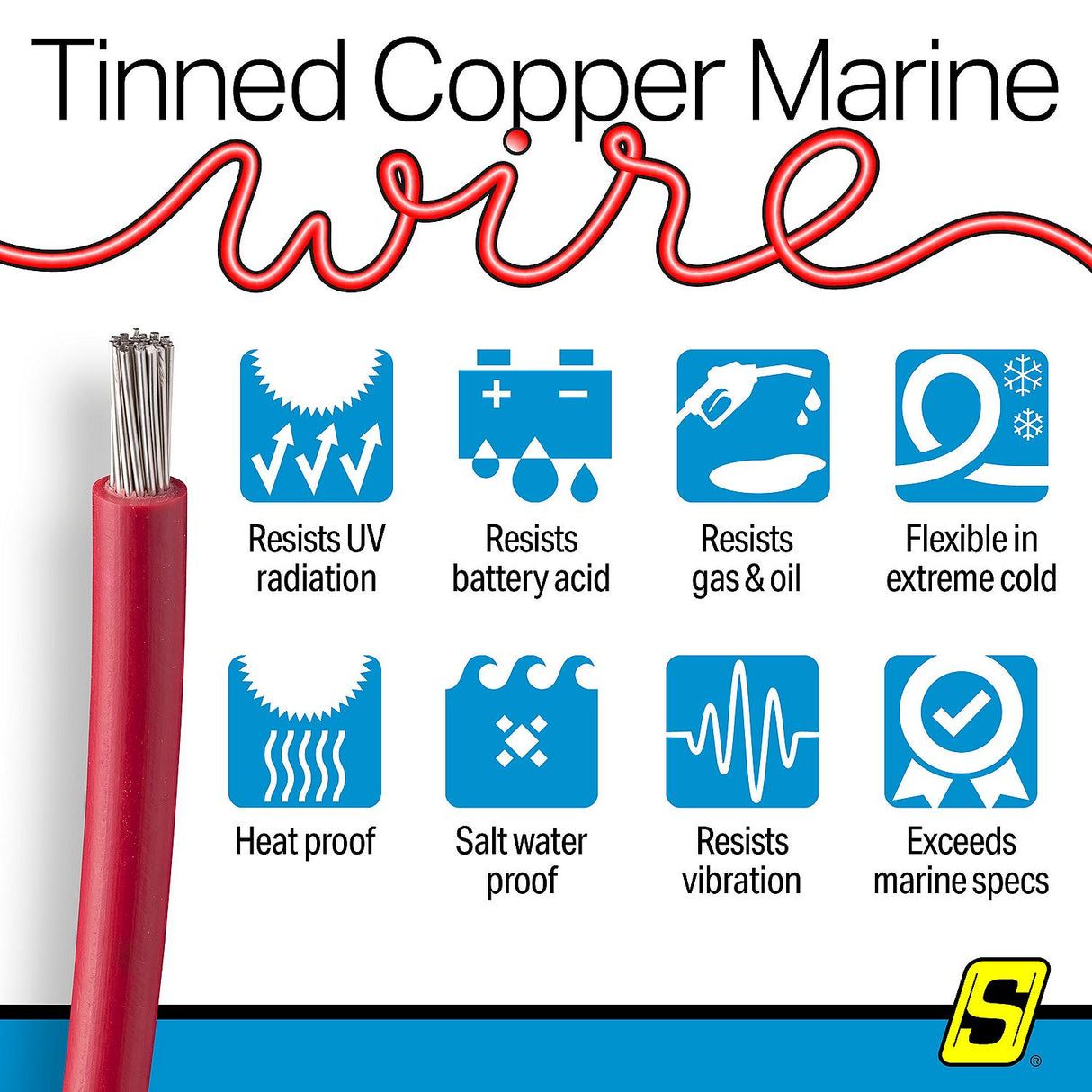 Seachoice 63143 Tinned Copper Marine Wire, 18 AWG, Red, 100' - 18TC-RED-100 - official Seachoice product image 6