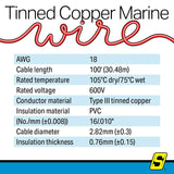 Seachoice 63143 Tinned Copper Marine Wire, 18 AWG, Red, 100' - 18TC-RED-100 - official Seachoice product image 4