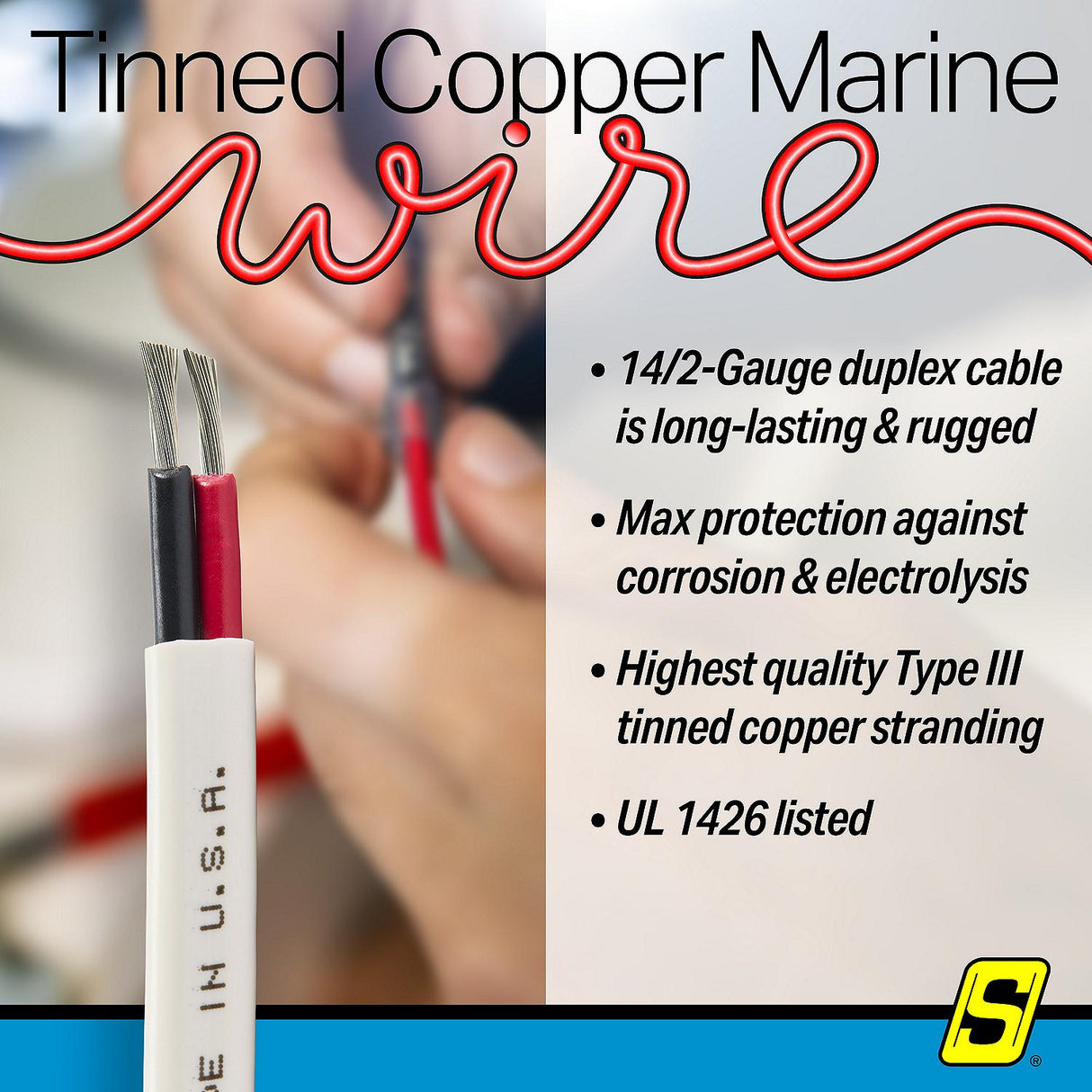 Seachoice 63181 Tinned Copper Standard Duplex Cable - 14-ga., 100' - 14/2 WHITE FLAT-RB-100 - official Seachoice product image 7