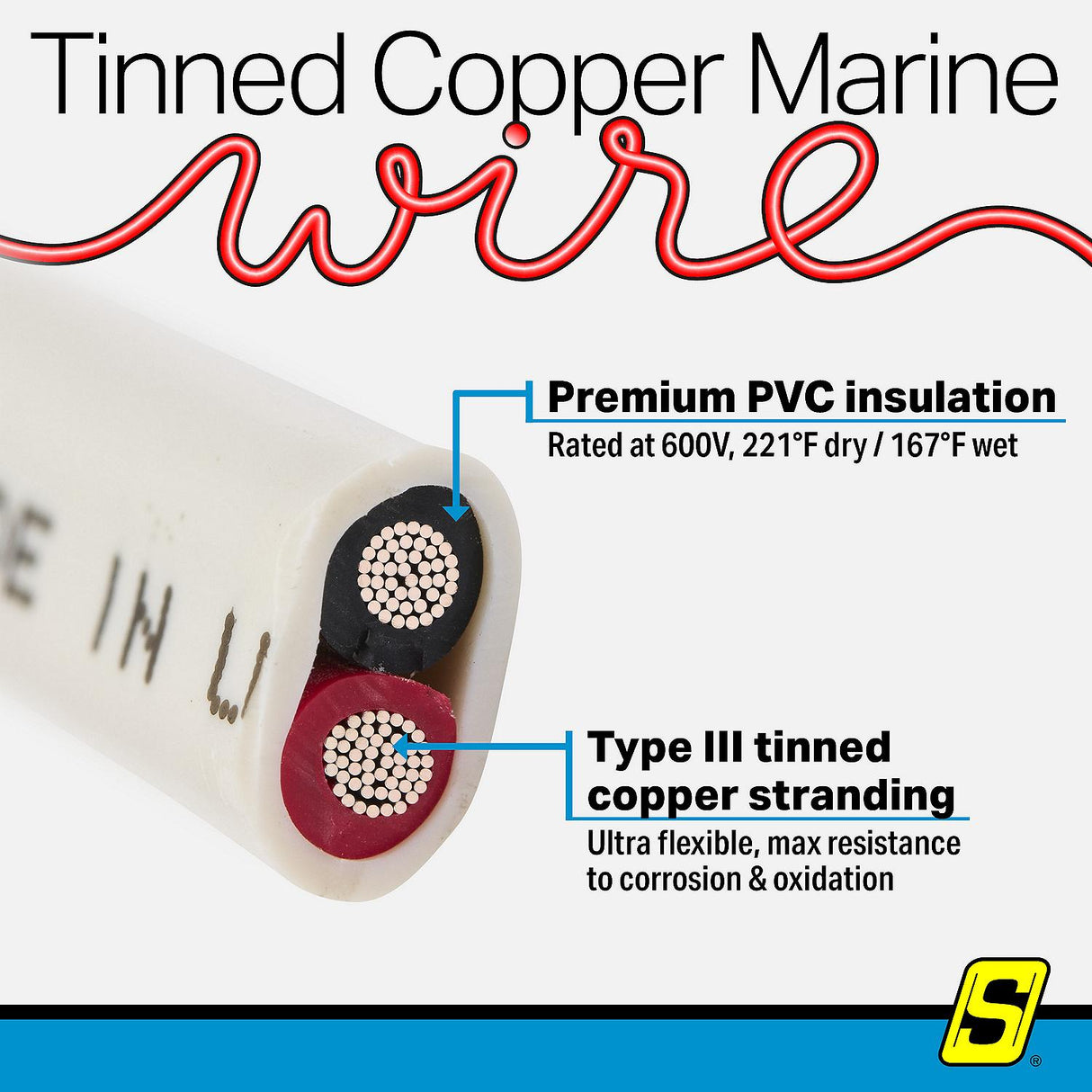 Seachoice 63181 Tinned Copper Standard Duplex Cable - 14-ga., 100' - 14/2 WHITE FLAT-RB-100 - official Seachoice product image 4