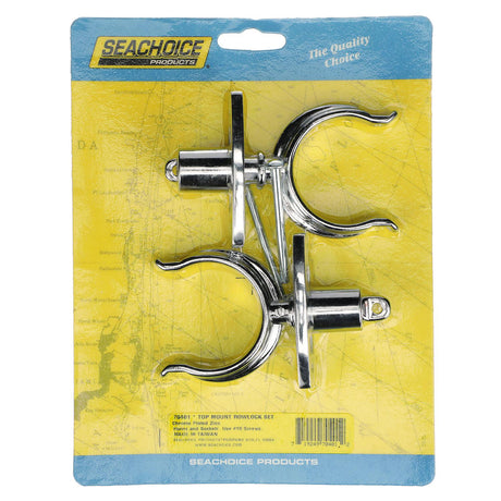 Seachoice Top-Mount Rowlock Set, Chrome-Plated Zinc, Includes 2 Rowlocks w/ Locking Pins and Sockets - 50-70401 - image 3