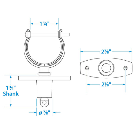 Seachoice Top-Mount Rowlock Set, Chrome-Plated Zinc, Includes 2 Rowlocks w/ Locking Pins and Sockets - 50-70401 - image 4