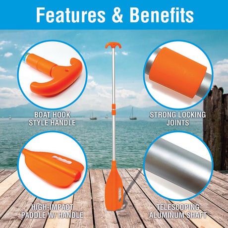 Seachoice 71090 Emergency Multi-Purpose Telescoping Boat Hook and Paddle, Orange, 18-31 In. - 71090 - official Seachoice product image 4