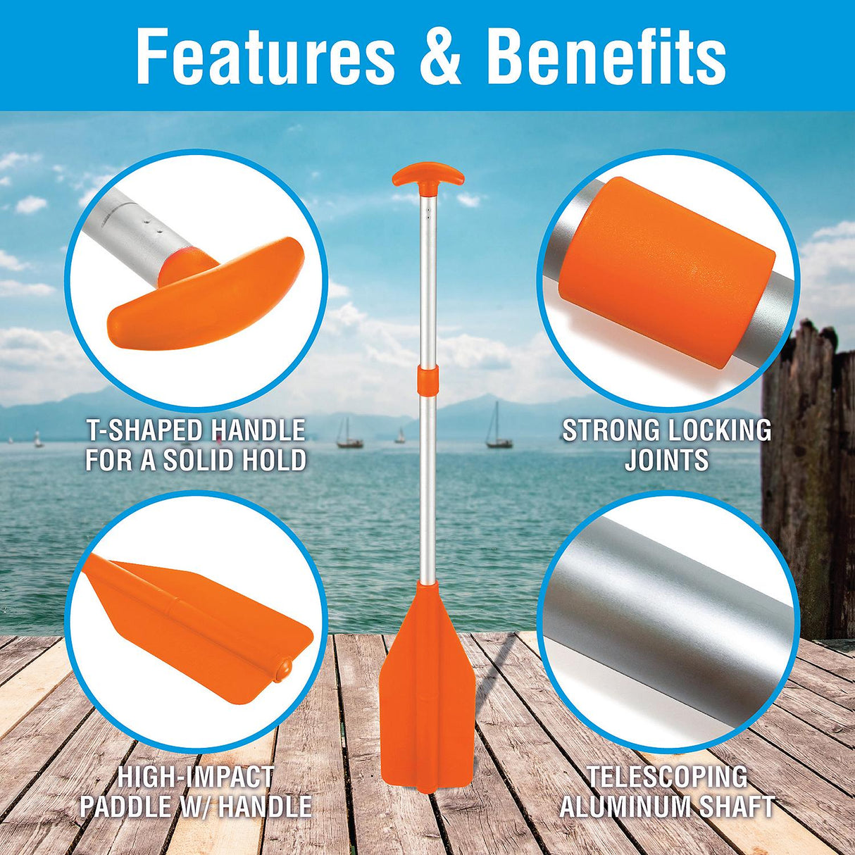 Seachoice 71100 Telescoping Paddle, Adjusts 20-45 In., Bright Signal Orange Color - 71100 - official Seachoice product image 3