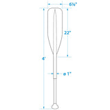 Seachoice 4 Ft. Synthetic Paddle w/ Aluminum Shaft, 1 In. Diameter Shaft, Palm Grip, 22 In. X 6-1/8 In. Blade, Black - 71121 - official Seachoice product image 2