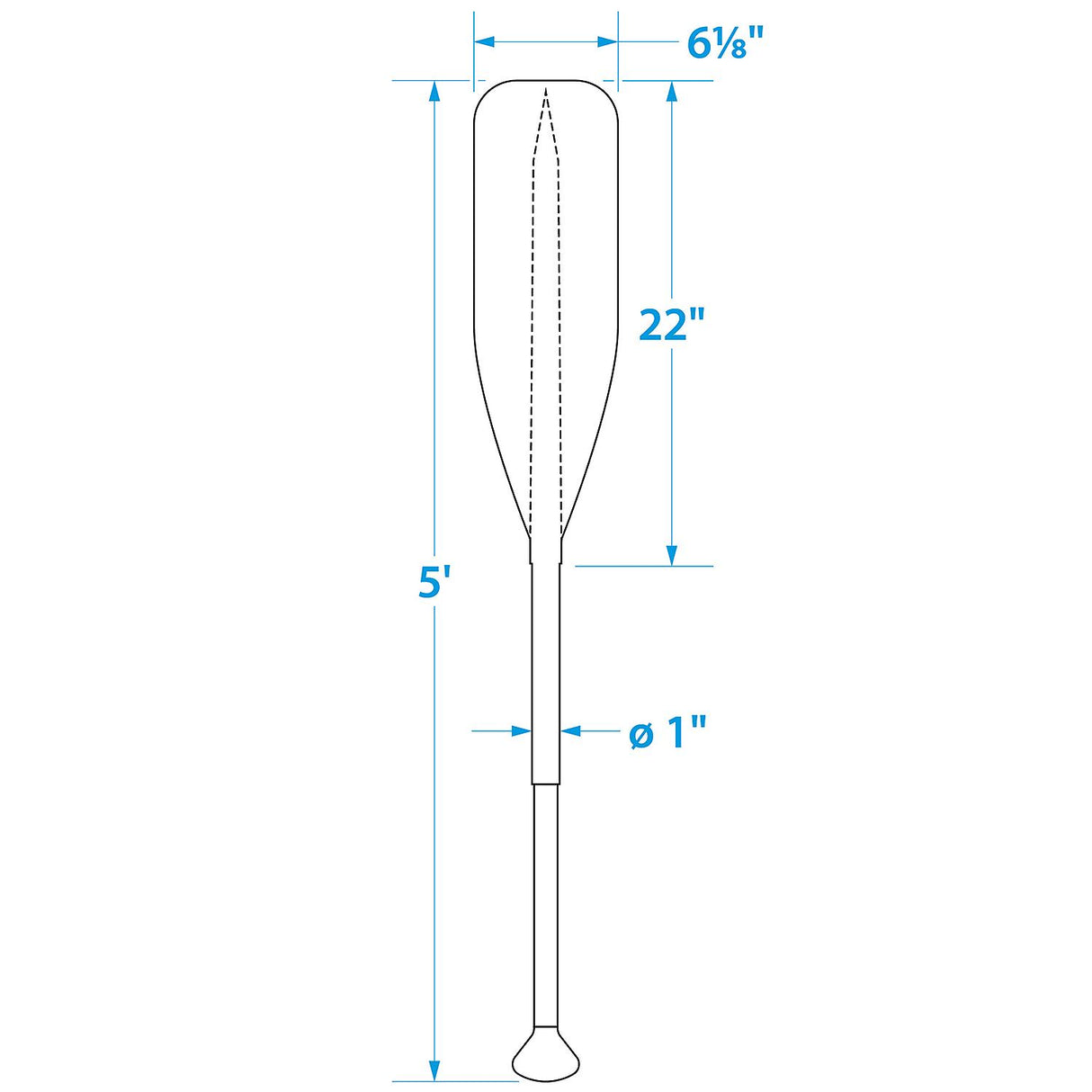 Seachoice 5 Ft. Synthetic Paddle w/ Aluminum Shaft, 1 In. Diameter Shaft, Palm Grip, 22 In. X 6-1/8 In. Blade, Black - 71124 - official Seachoice product image 9