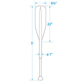 Seachoice 5 Ft. Synthetic Paddle w/ Aluminum Shaft, 1 In. Diameter Shaft, Palm Grip, 22 In. X 6-1/8 In. Blade, Black - 71124 - official Seachoice product image 9
