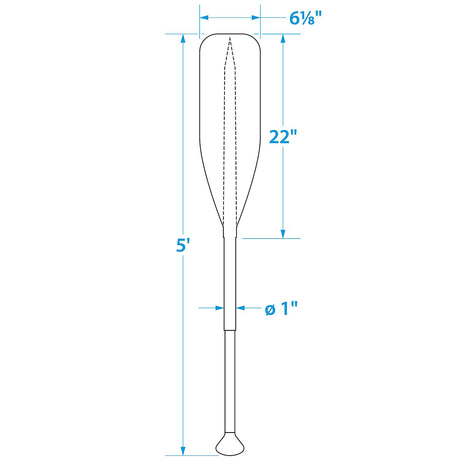 Seachoice 5 Ft. Synthetic Paddle w/ Aluminum Shaft, 1 In. Diameter Shaft, Palm Grip, 22 In. X 6-1/8 In. Blade, Black - 71124 - official Seachoice product image 9
