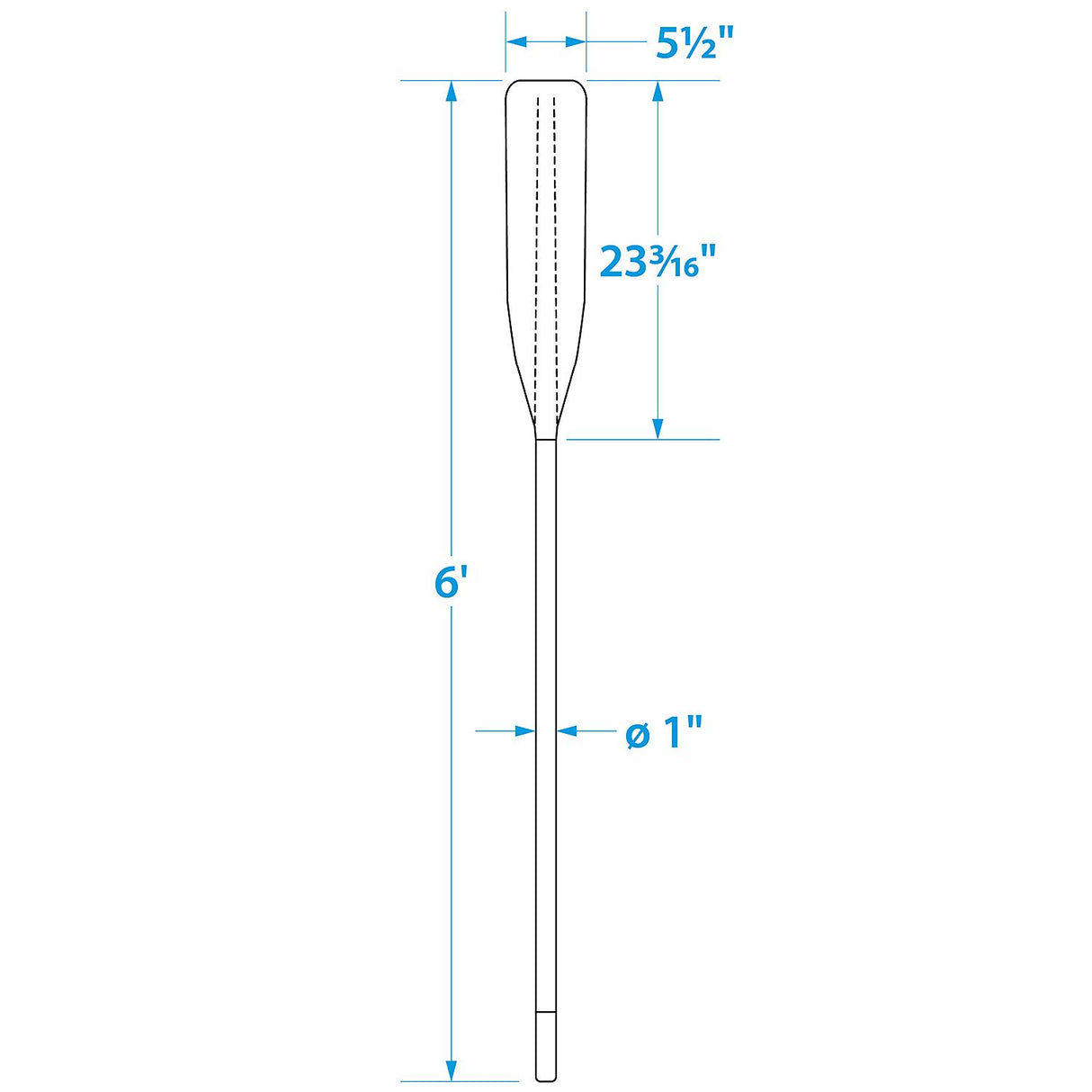 Seachoice 6 Ft. Synthetic Paddle, 1-3/8 in. Diameter Anodized Aluminum Shaft, 23-1/4 in. X 5-1/2 in. Blade, Blue - 71131 - official Seachoice product image 6
