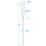 Seachoice 6 Ft. Synthetic Paddle, 1-3/8 in. Diameter Anodized Aluminum Shaft, 23-1/4 in. X 5-1/2 in. Blade, Blue - 71131 - official Seachoice product image 6