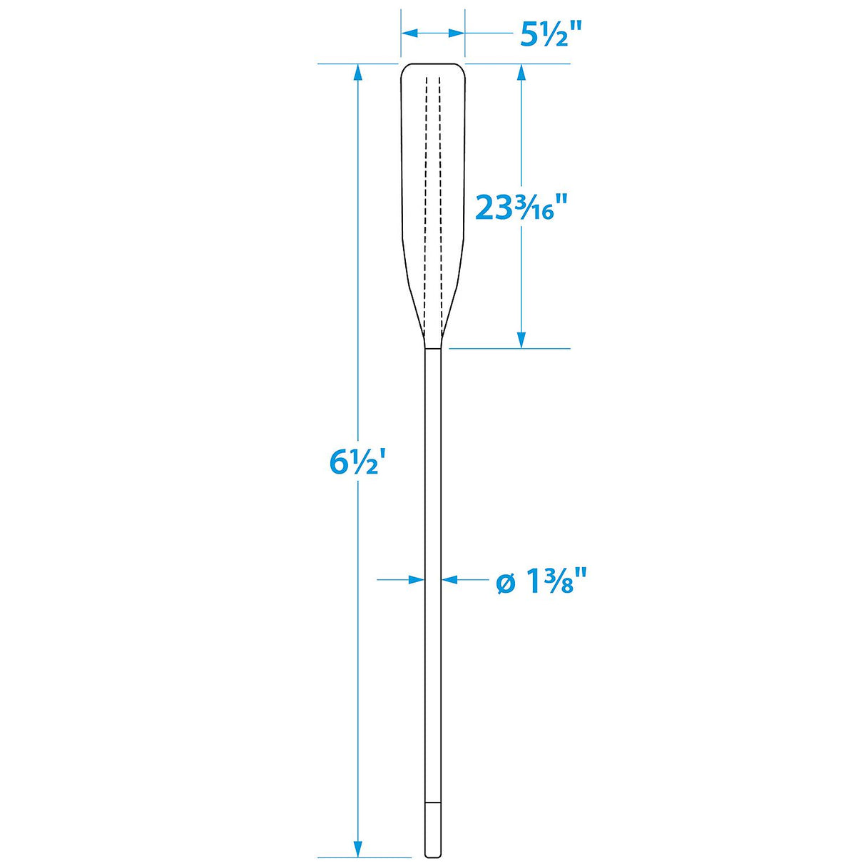 Seachoice 6.5 Ft. Synthetic Paddle, 1-3/8 in. Diameter Anodized Aluminum Shaft, 23-1/4 in. X 5-1/2 in. Blade, Blue - 71133 - official Seachoice product image 4
