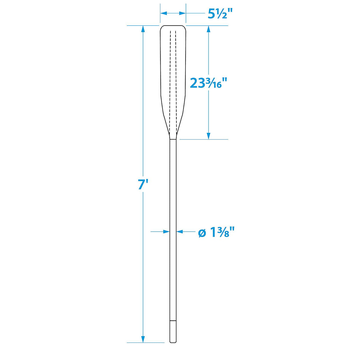Seachoice 7 Ft. Synthetic Paddle, 1-3/8 in. Diameter Anodized Aluminum Shaft, 23-1/4 in. X 5-1/2 in. Blade, Blue - 71134 - official Seachoice product image 5