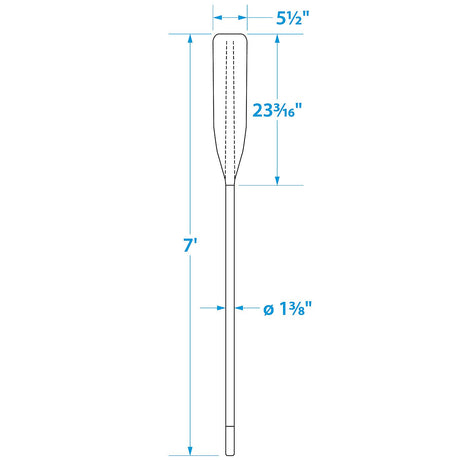Seachoice 7 Ft. Synthetic Paddle, 1-3/8 in. Diameter Anodized Aluminum Shaft, 23-1/4 in. X 5-1/2 in. Blade, Blue - 71134 - official Seachoice product image 5