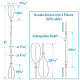 Seachoice 8 Ft. 3-Piece Straight-Blade Kayak Paddle, 19-3/8 In. X 7-3/4 In. Blades, 1-1/8 In. Dia. Anodized Aluminum Shaft - 71161 - official Seachoice product image 9
