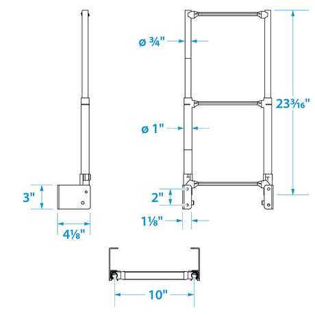 Seachoice Telescoping Transom Mount Ladder, Stainless Steel, 3 Steps, 300 Lb. Capacity - 71221 - official Seachoice product image 5