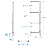 Seachoice Telescoping Transom Mount Ladder, Stainless Steel, 4 Steps, 300 Lb. Capacity - 71231 - official Seachoice product image 7