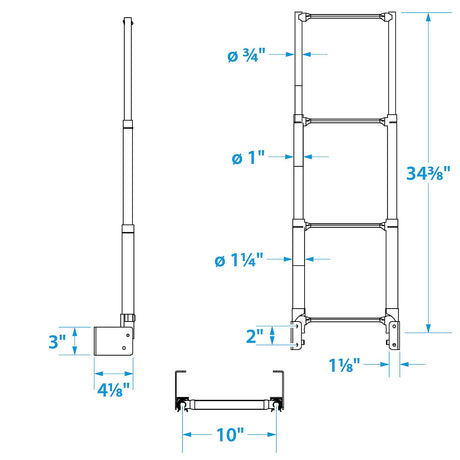 Seachoice Telescoping Transom Mount Ladder, Stainless Steel, 4 Steps, 300 Lb. Capacity - 71231 - official Seachoice product image 7