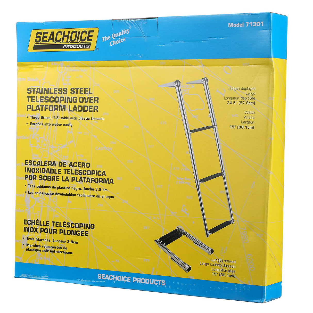 Seachoice 71301 Top Mount Telescoping Ladder for Universal Swim Platform, Stainless Steel Tubing, 3 Step, Ladder Only - 71301 - official Seachoice product image 7