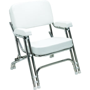 Seachoice 78513 Folding Deck Chair, Stainless Steel, White - CK-DC002SS - image 1