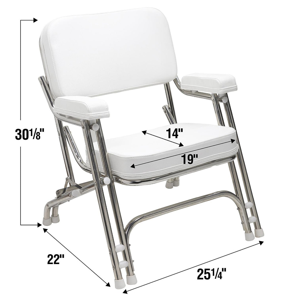 Seachoice 78503 Folding Deck Chair, Aluminum, White - CK-DC001SS - image 2