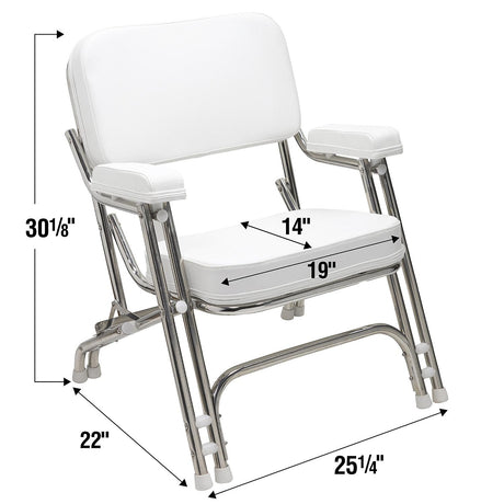 Seachoice 78503 Folding Deck Chair, Aluminum, White - CK-DC001SS - image 2