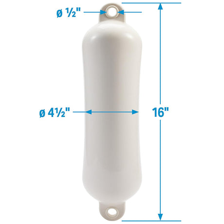 Seachoice 79003 Twin Eye Smooth Fender White, 4.5" x 16" - DE74161S - official Seachoice product image 6