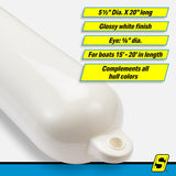 Seachoice 79013 Twin Eye Smooth Fender White, 5.5" x 20" - DE74201S - official Seachoice product image 5