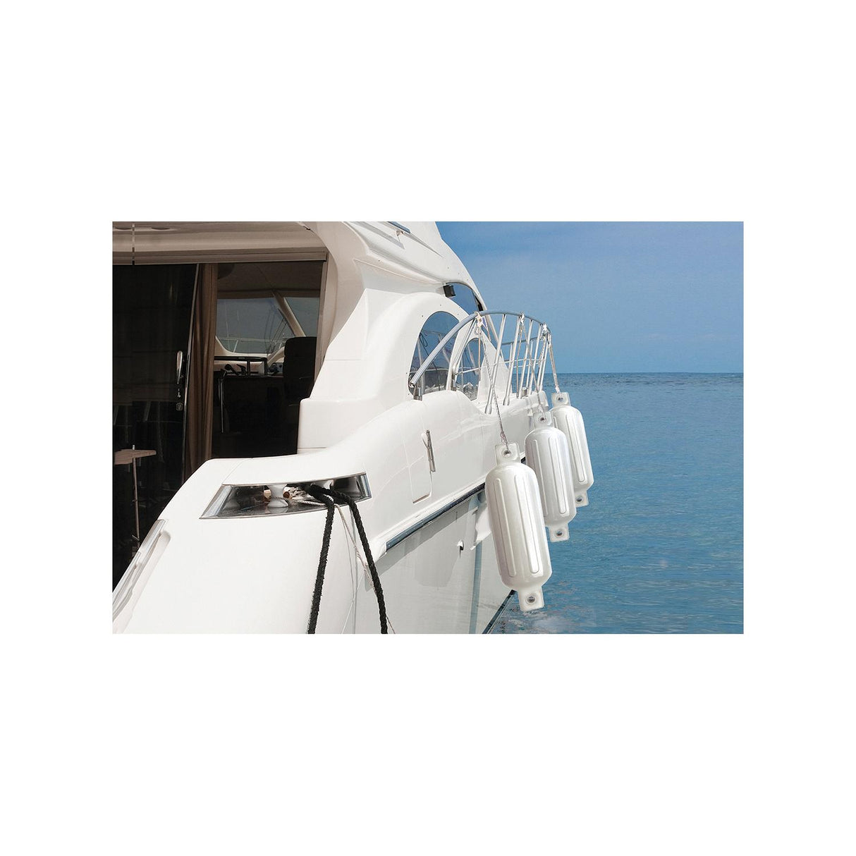 Seachoice Twin Eye Ribbed Boat Fender, White, 8-1/2 In. X 27 In. - DE79271S
