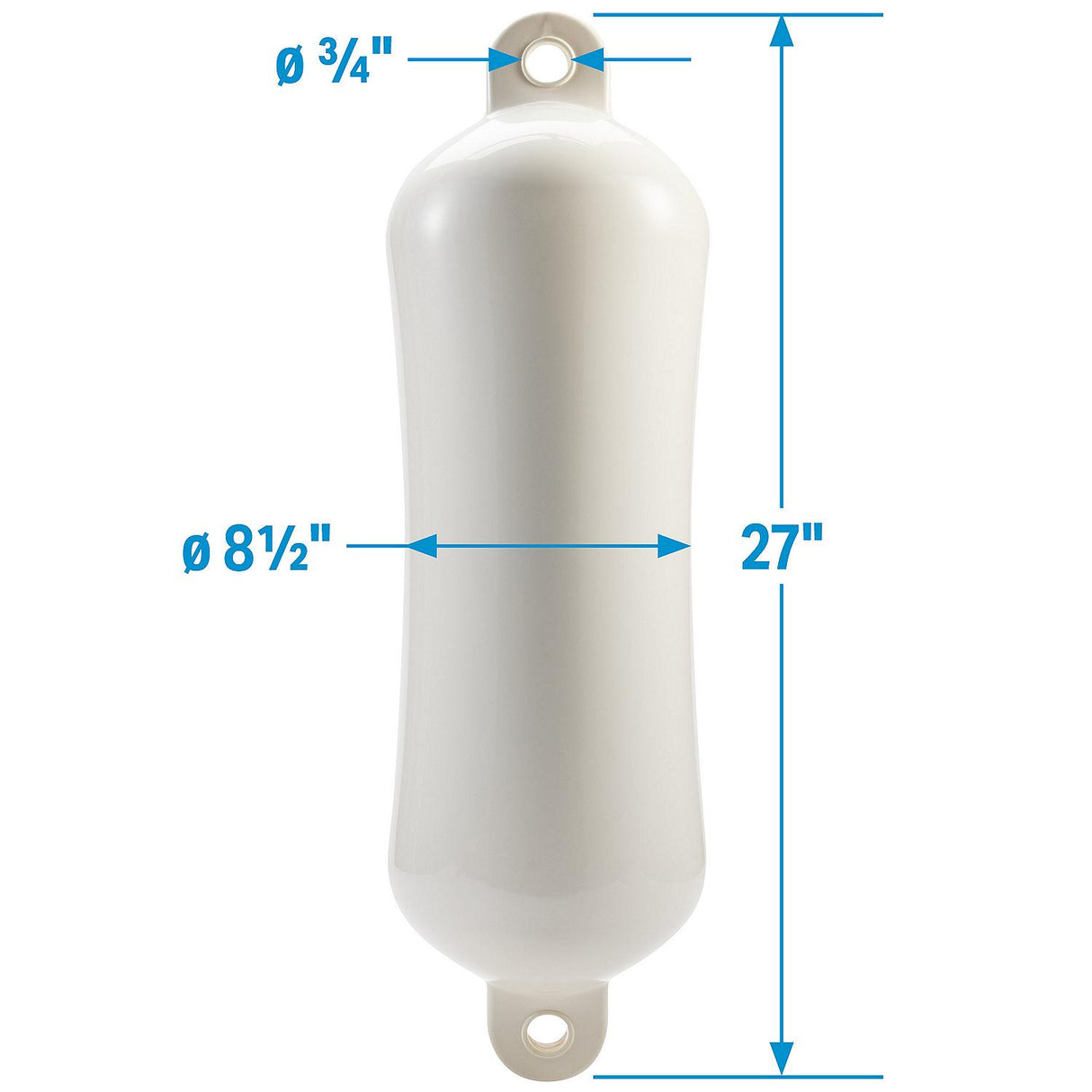 Seachoice 79033 Twin Eye Smooth Fender White, 8.5" x 27" - DE74271S - official Seachoice product image 4