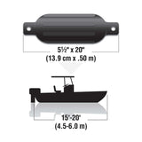 Seachoice Twin Eye Ribbed Boat Fender, Black, 5-1/2 In. X 20 In. - DE79206S - official Seachoice product image 5