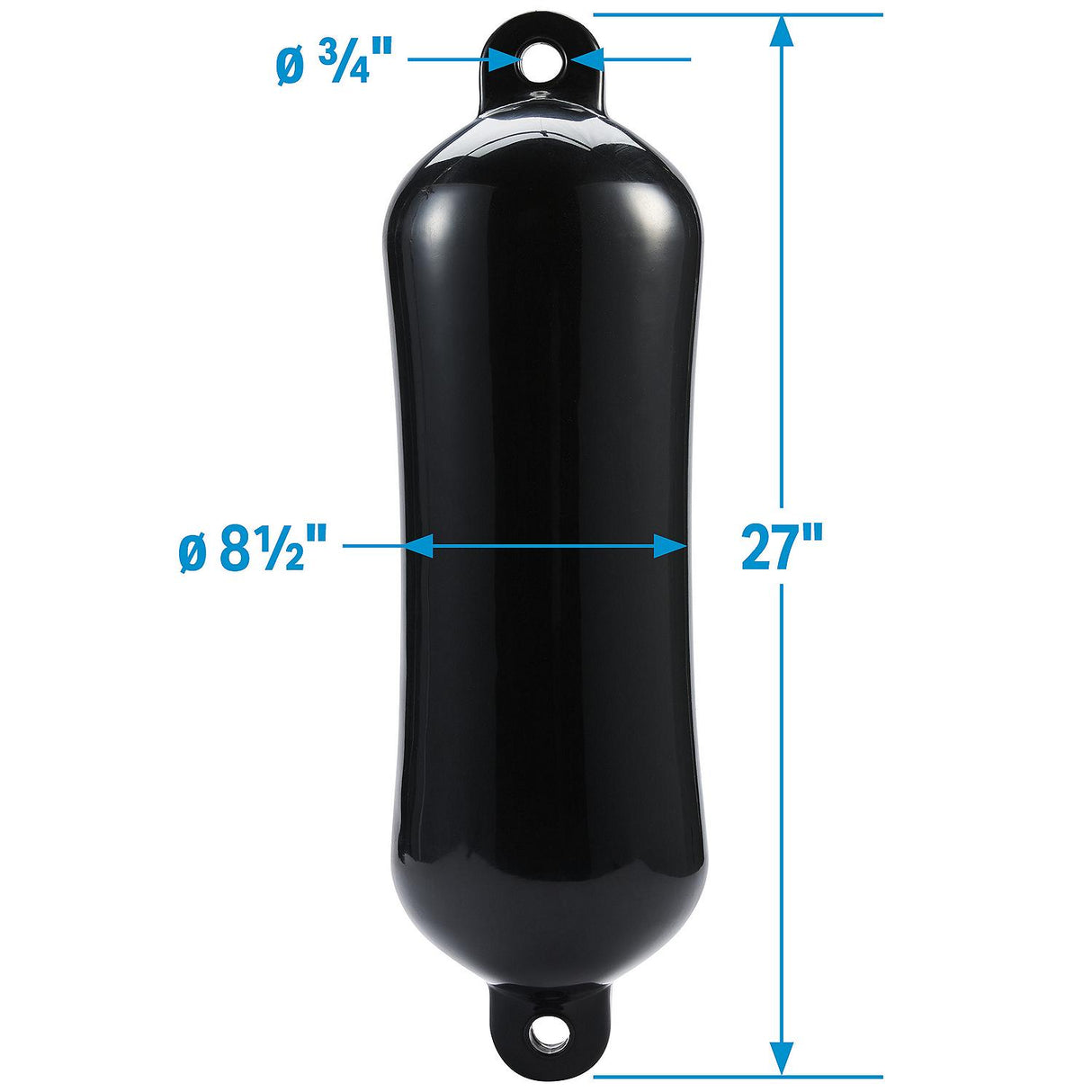 Seachoice 79073 Twin Eye Smooth Fender Black, 8.5" x 27" - DE74276S - official Seachoice product image 4