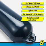 Seachoice 79075 Twin Eye Smooth Fender Blue, 4.5" x 16" - DE74162S - official Seachoice product image 3