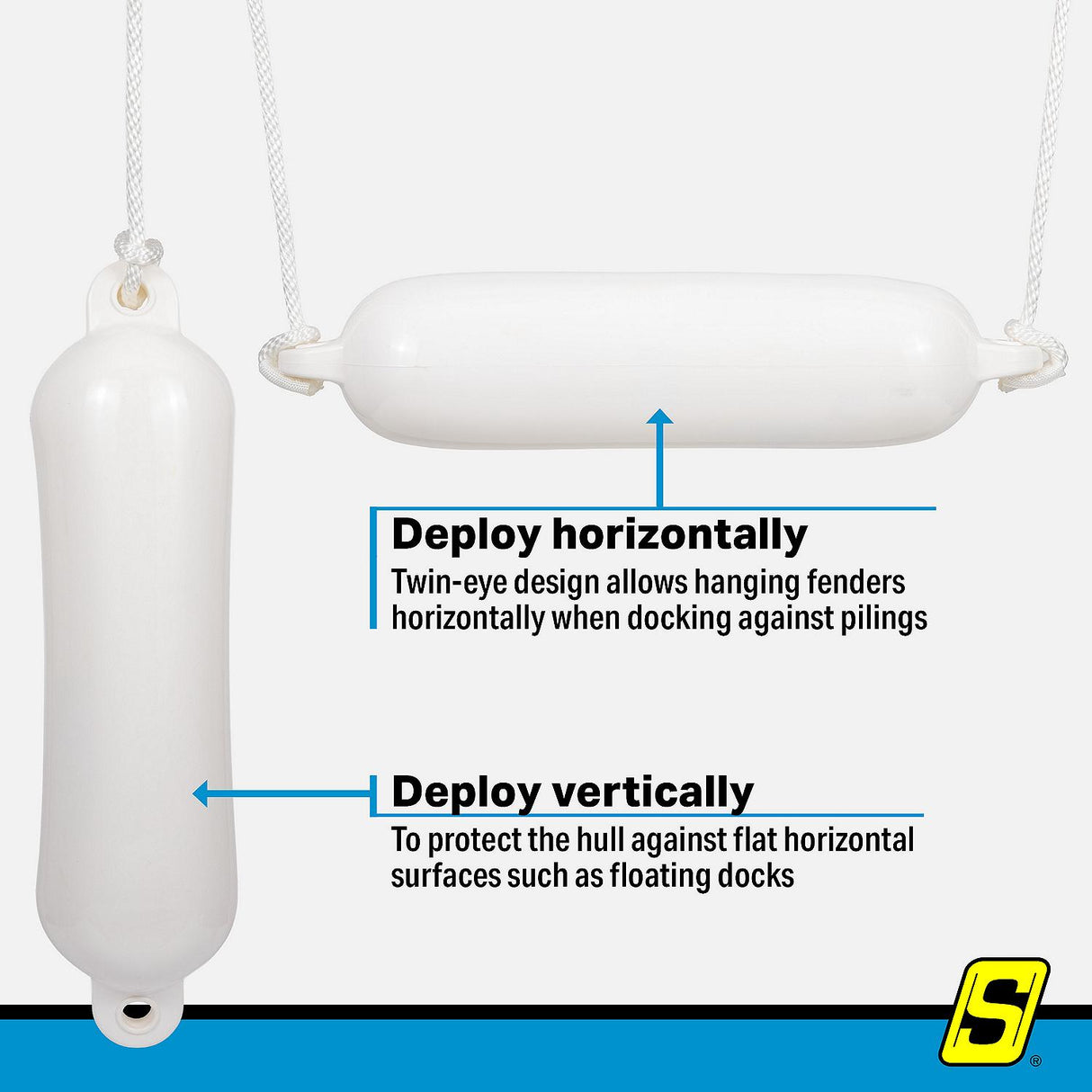 Seachoice 79083 Twin Eye Smooth Fender Blue, 5.5" x 20" - DE74202S - official Seachoice product image 6
