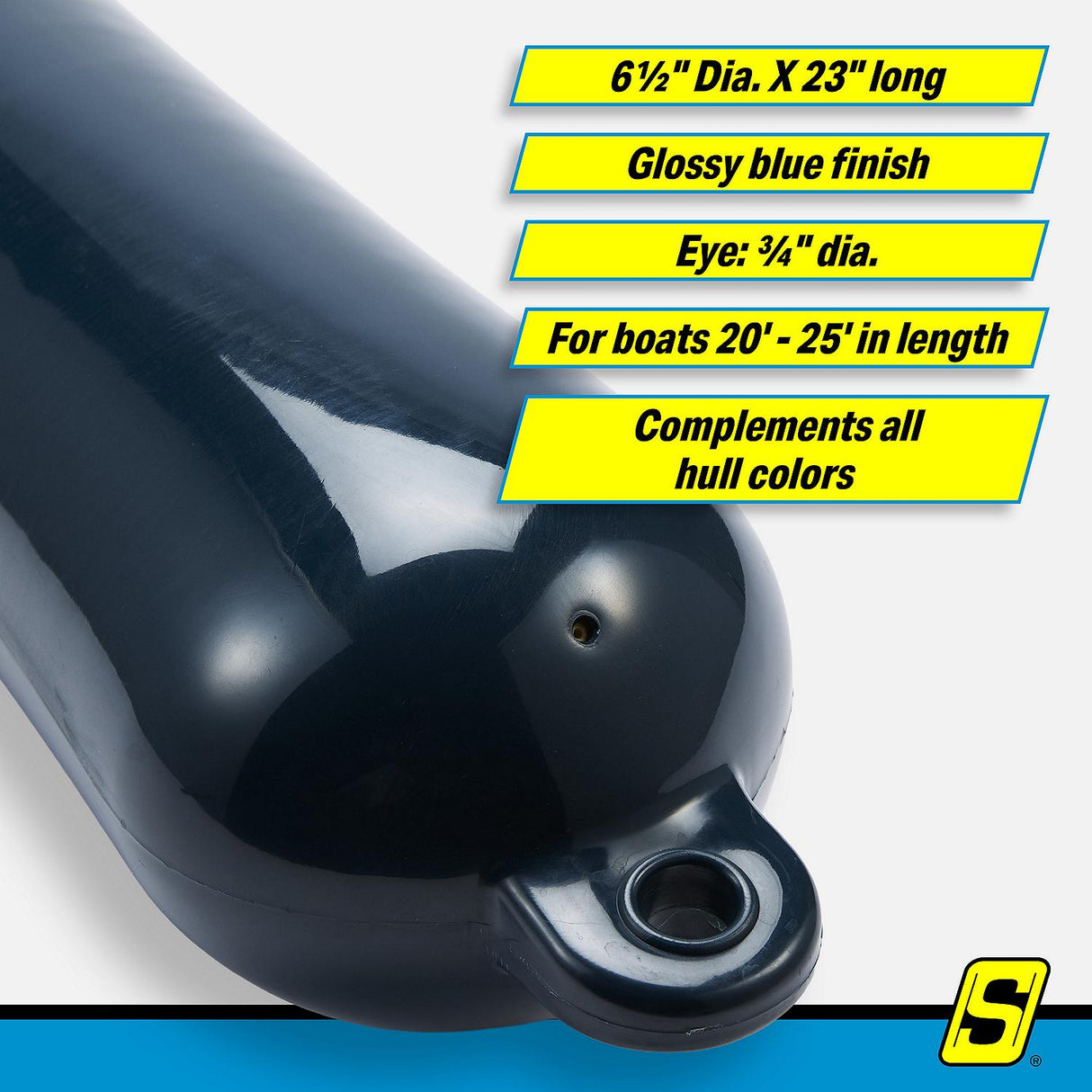 Seachoice 79093 Twin Eye Smooth Fender Blue, 6.5" x 23" - DE74232S - official Seachoice product image 9