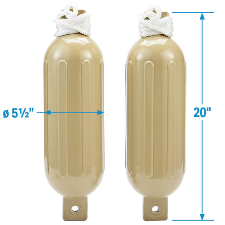 Seachoice 79254 Twin Eye Ribbed Fender Kit (Includes 2 5.5" x 20" Tan Fenders and 2 Matching 3/8 x 5' Fender Lines) - DE77204S - official Seachoice product image 10