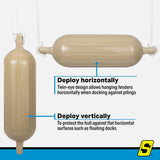 Seachoice 79254 Twin Eye Ribbed Fender Kit (Includes 2 5.5" x 20" Tan Fenders and 2 Matching 3/8 x 5' Fender Lines) - DE77204S - official Seachoice product image 9