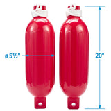 Seachoice 79256 Twin Eye Ribbed Fender Kit (Includes 2 5.5" x 20" Red Fenders and 2 Matching 3/8 x 5' Fender Lines) - DE77203S - official Seachoice product image 6