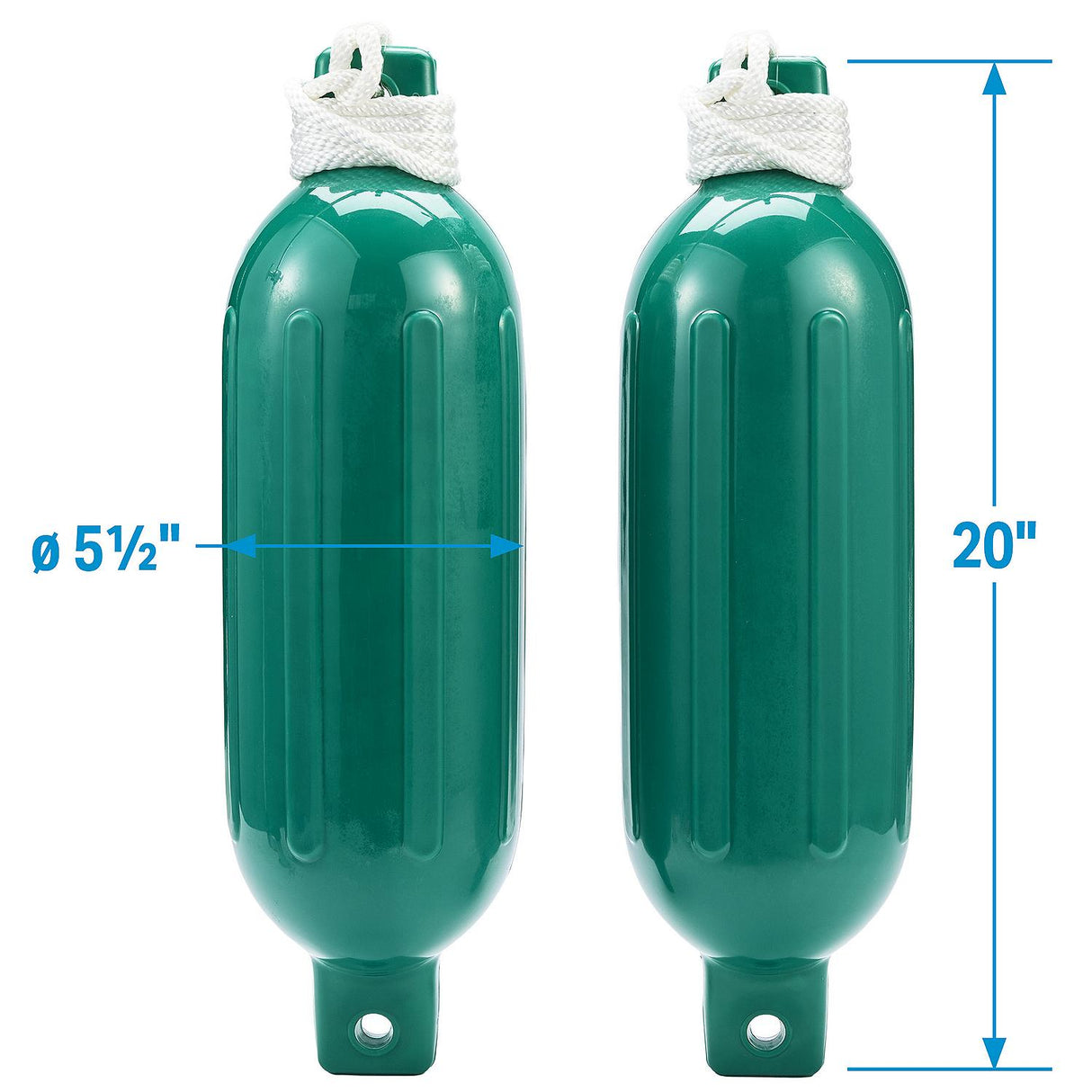 Seachoice 79257 Twin Eye Ribbed Fender Kit (Includes 2 5.5" x 20" Green Fenders and 2 Matching 3/8 x 5' Fender Lines) - DE77208S - official Seachoice product image 10