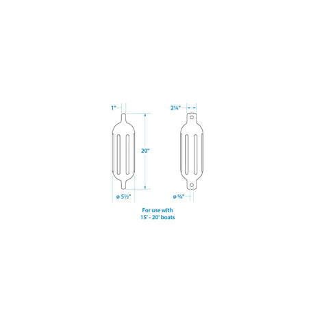 Seachoice Twin Eye Ribbed Fender Kit, Includes a Pair of MFP Fender Lines, Black, 5-1/2 in. X 20 in. - DE77206S - official Seachoice product image 5
