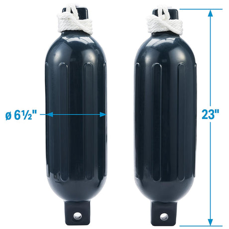 Seachoice 79273 Twin Eye Ribbed Fender Kit (Includes 2 6.5" x 23" Blue Fenders and 2 Matching 3/8 x 5' Fender Lines) - DE77232S - official Seachoice product image 3