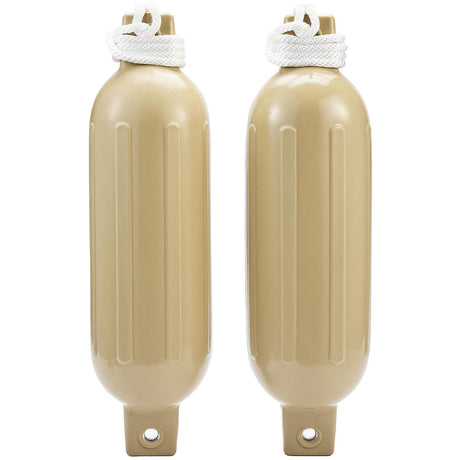 Seachoice 79274 Twin Eye Ribbed Fender Kit (Includes 2 6.5" x 23" Tan Fenders and 2 Matching 3/8 x 5' Fender Lines) - DE77234S - official Seachoice product image 7