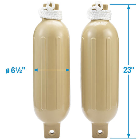 Seachoice 79274 Twin Eye Ribbed Fender Kit (Includes 2 6.5" x 23" Tan Fenders and 2 Matching 3/8 x 5' Fender Lines) - DE77234S - official Seachoice product image 8