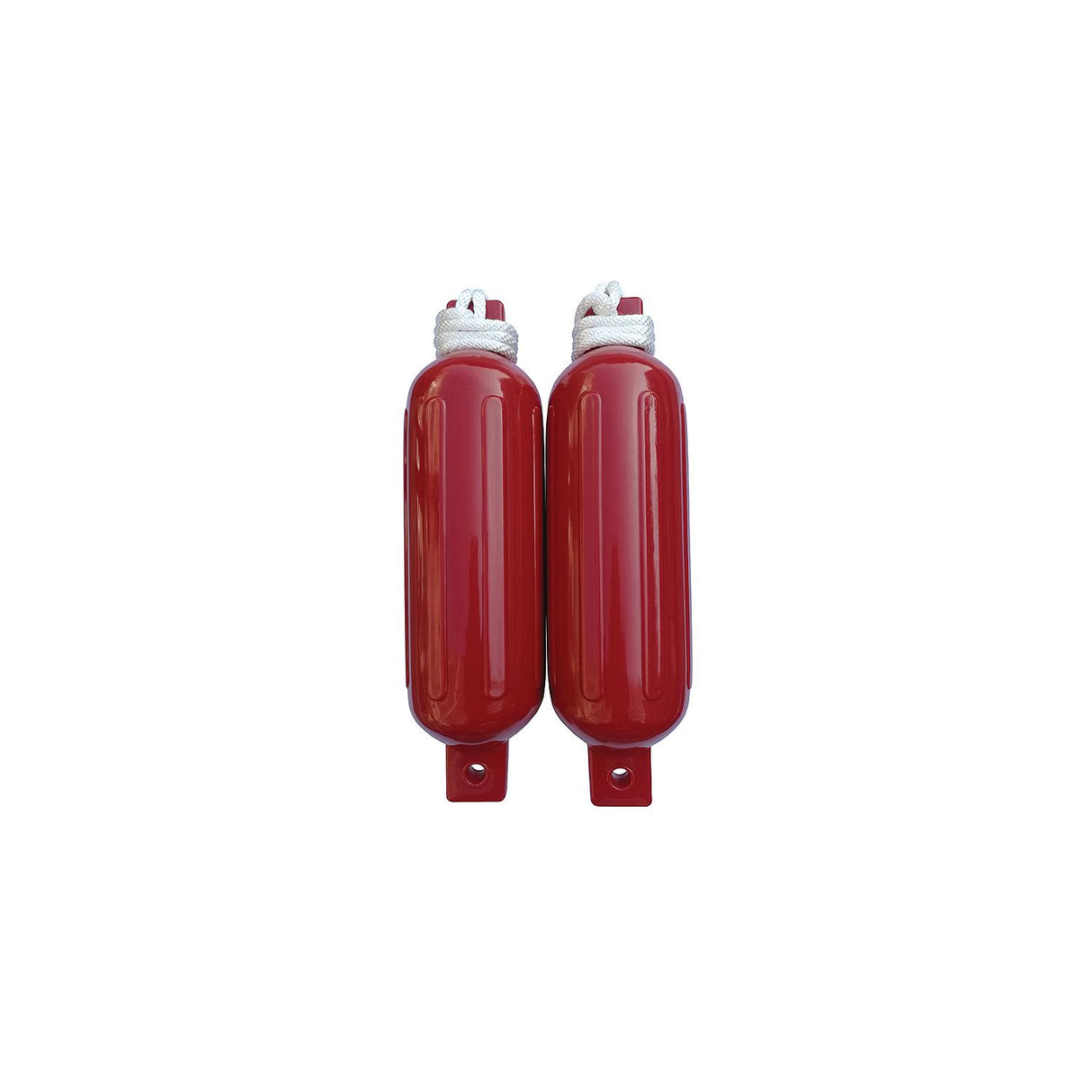 Seachoice 79276 Twin Eye Ribbed Fender Kit (Includes 2 6.5" x 23" Red Fenders and 2 Matching 3/8 x 5' Fender Lines) - DE77233S